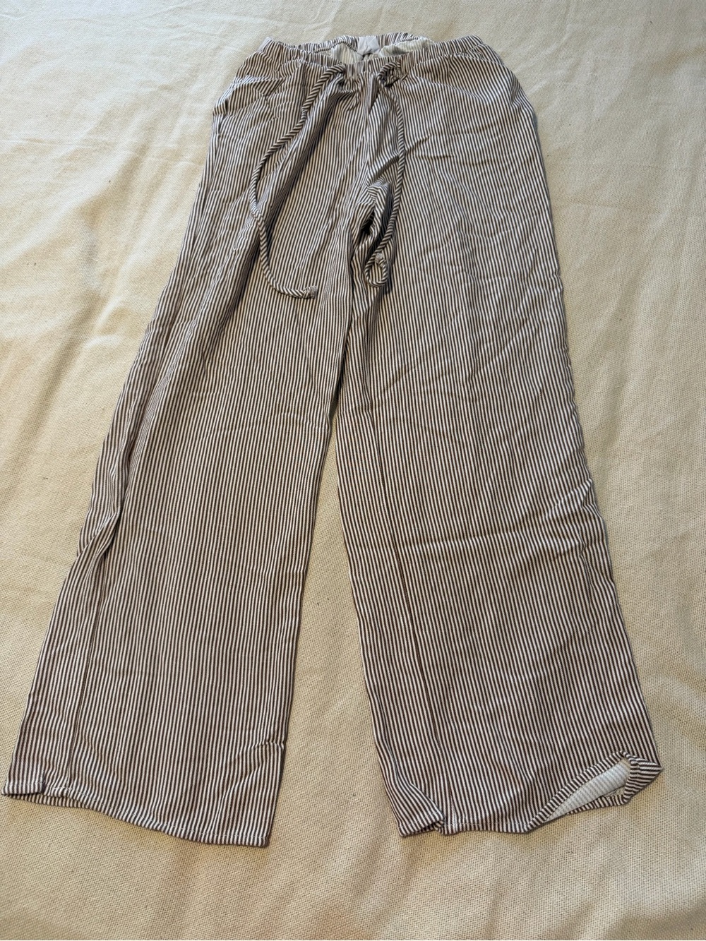 Sienna Sky Black and White Pinstripe Wide-Leg Drawstring Pants